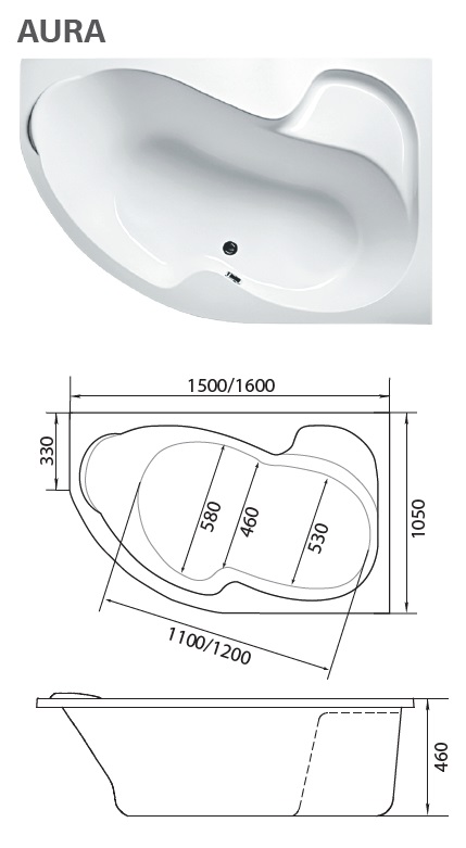 Ванна акриловая Marka One AURA 150x105