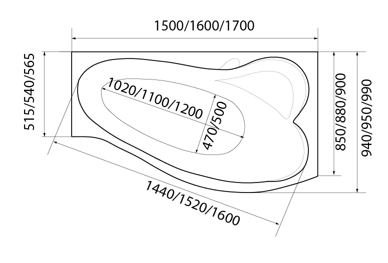 Ванна акриловая Marka One GRACIA 150x90