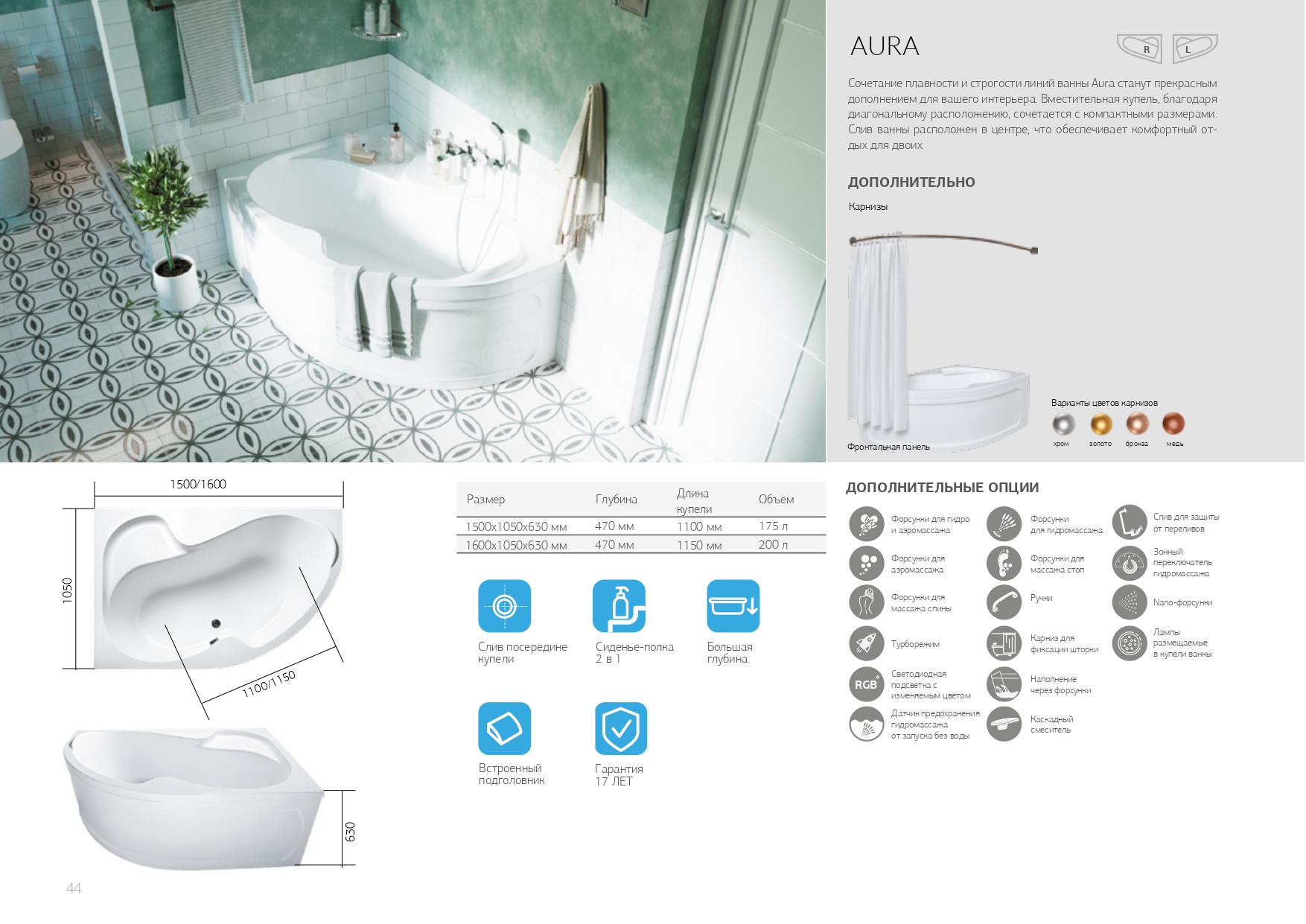 Ванна АУРА/AURA 1500х1050 R ПР