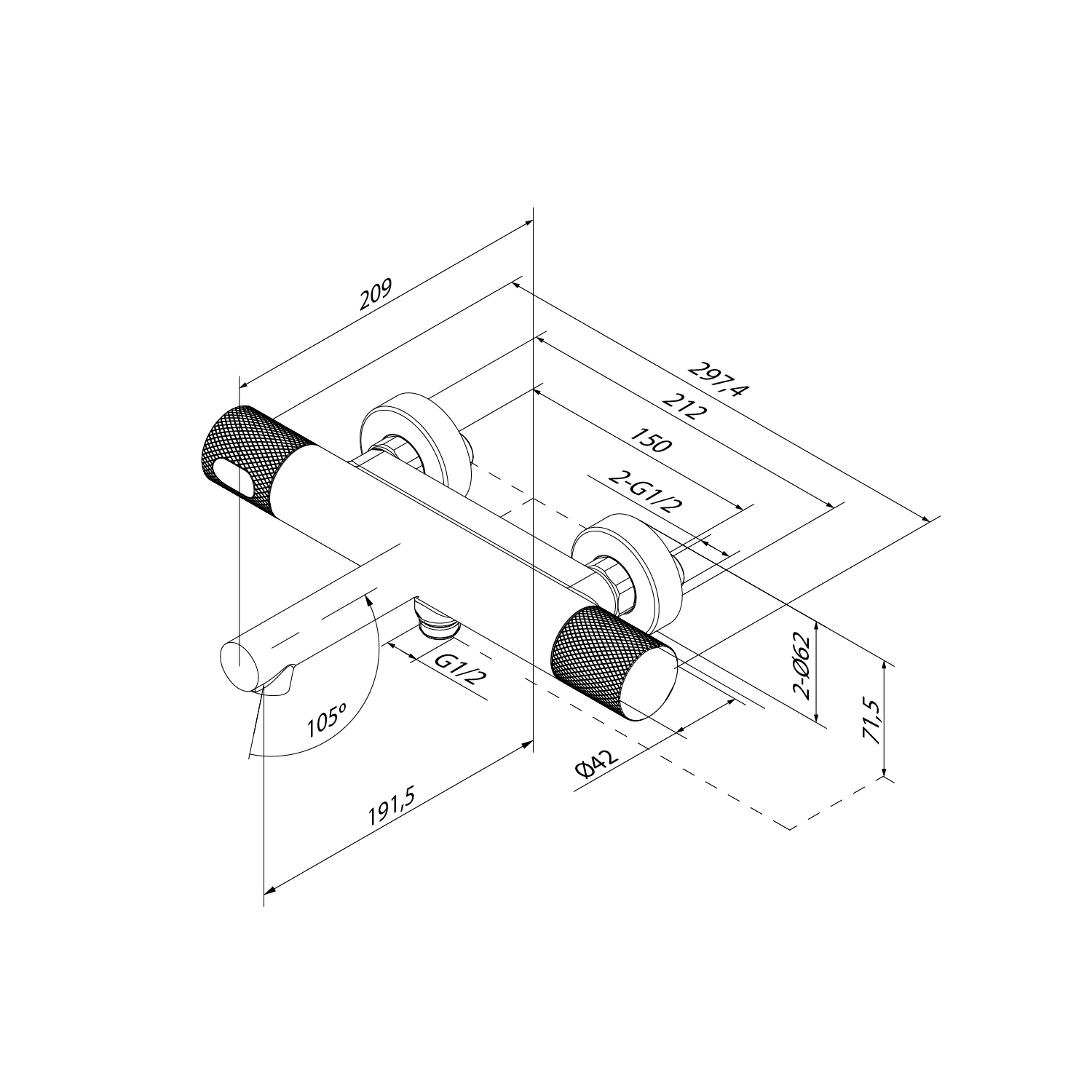 Купить Смеситель для ванны IDDIS Дюна DUNSB02i74WA