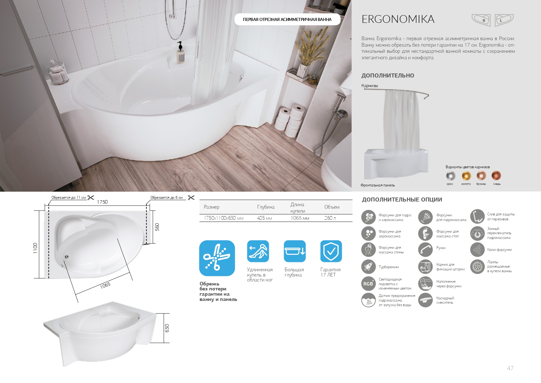 Ванна ЭРГОНОМИКА/ERGONOMIKA 1750-1580х1100 R МГ