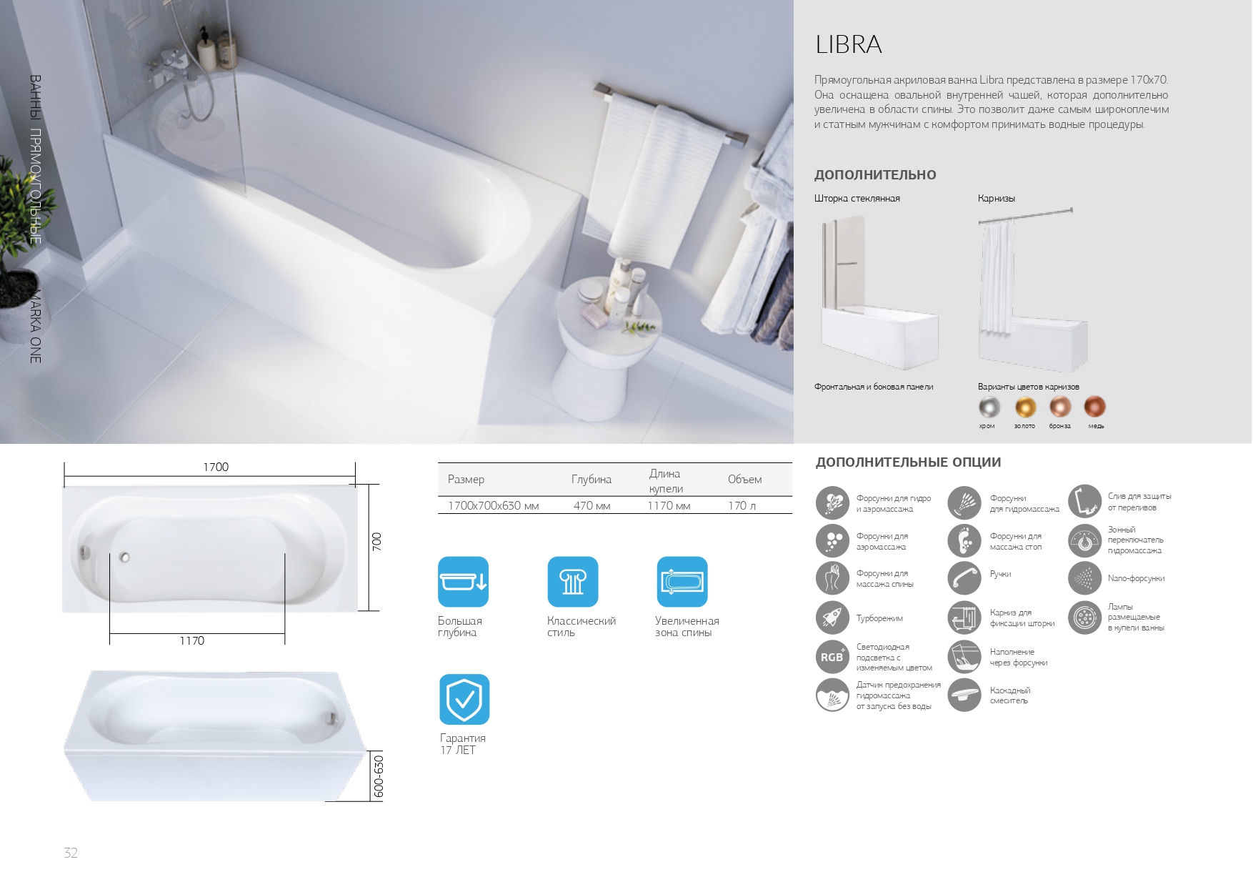 Ванна Marka One LIBRA 170х70